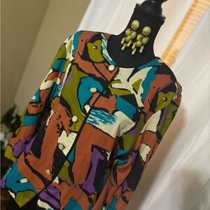 Colorful Abstract Button-Up Jacket